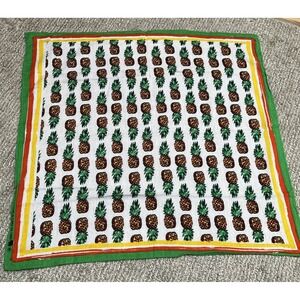 Vtg 1970s Pineapple Pattern 100% Cotton  Bandana Square RN13962 21"x21"